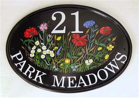 House Address Plaque With Flowers 